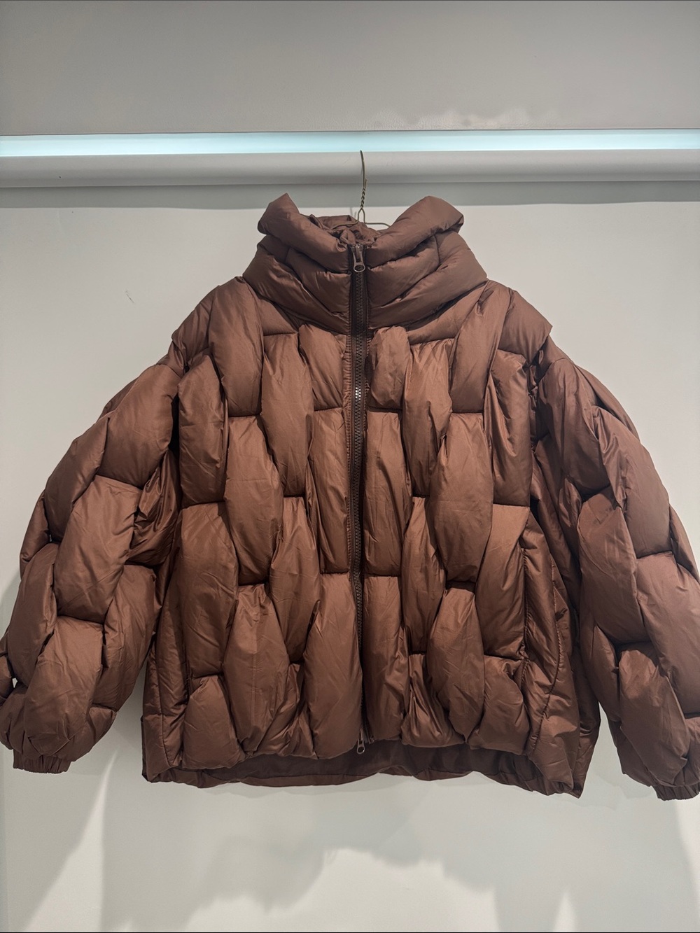 Bottega Inspired Statement Coat Size L
Oversized Chocolate Brown Puffer Jacket - Picture 2 of 7